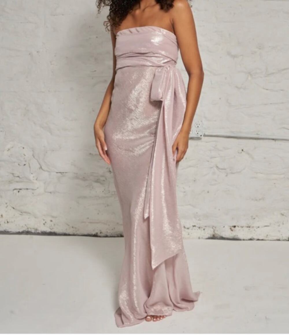 Women's Dana Foley NYC Strapless Long Maxi Tie Tube Blue Green Evening Gown sz M